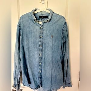 Vintage Polo Ralph Lauren Blaire Blue Denim Button-down Shirt 90s Men's L